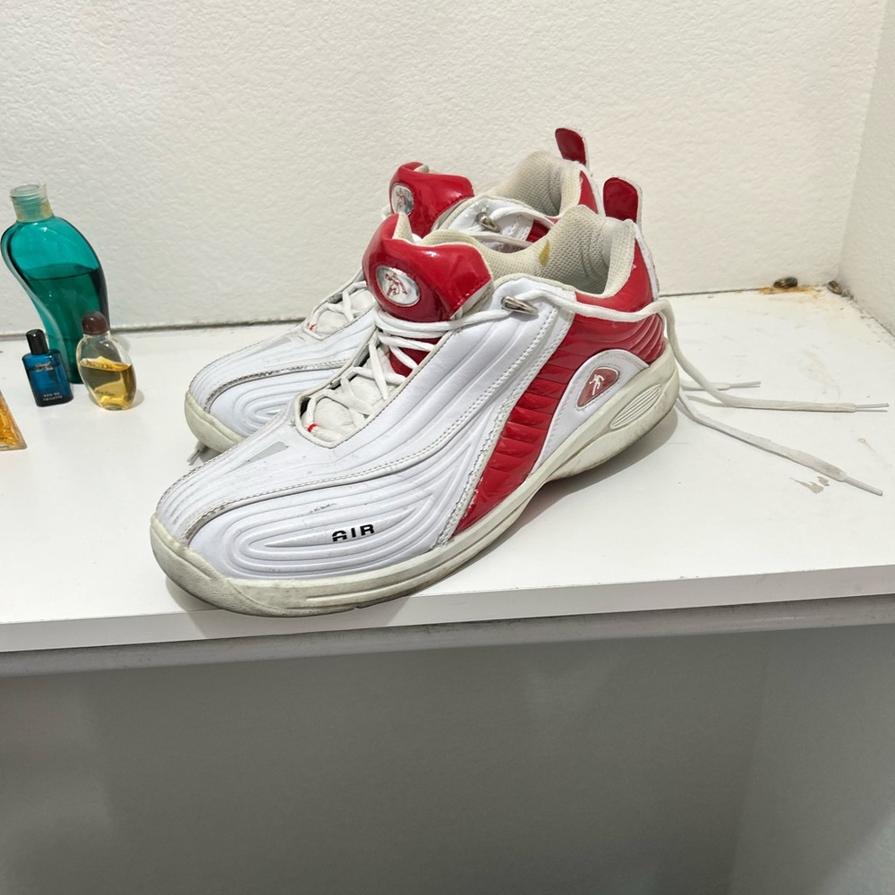 White and Red Athletic Sneakers